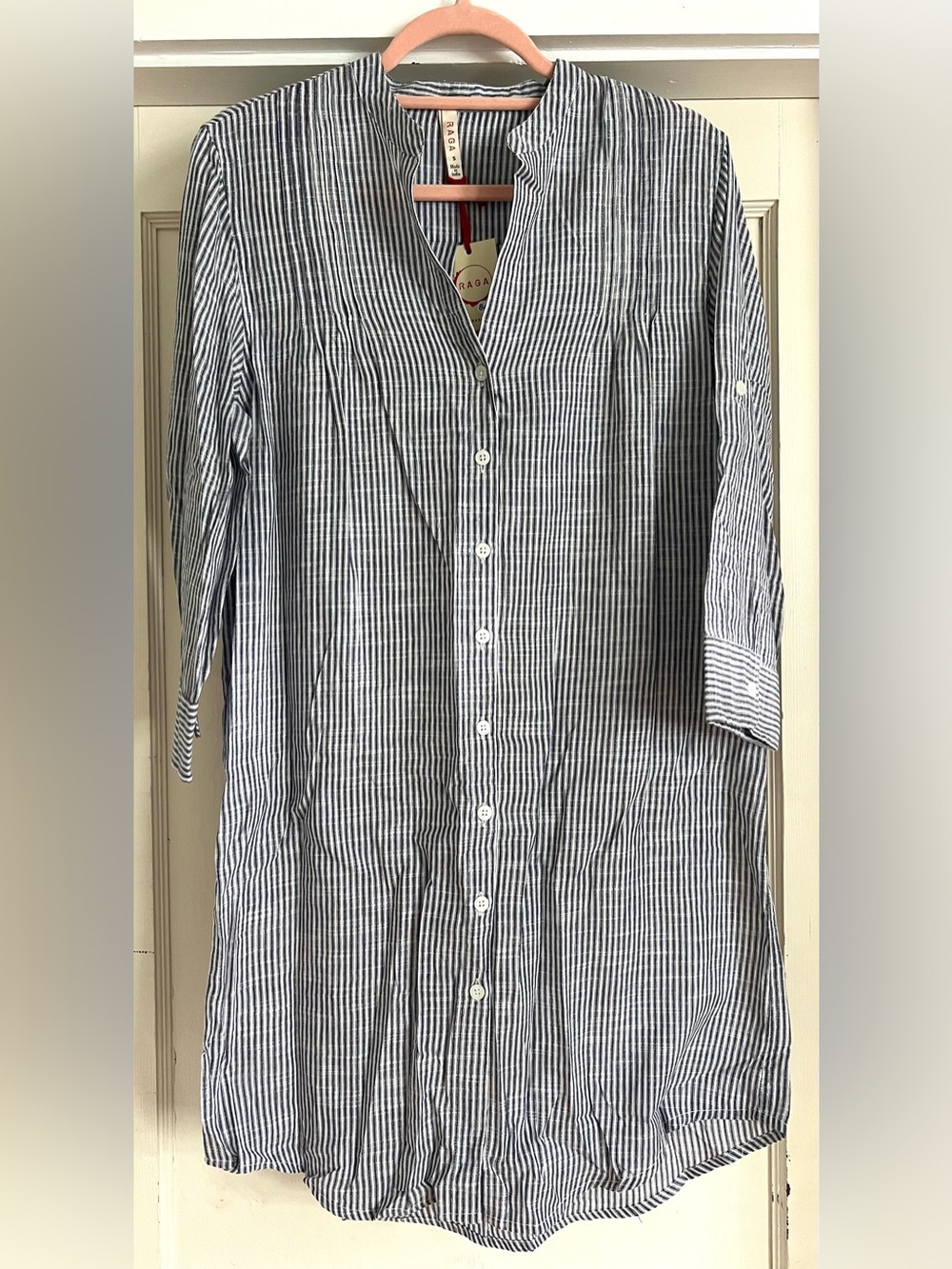 RAGA blue and white striped shirt dress in Size Small NWT